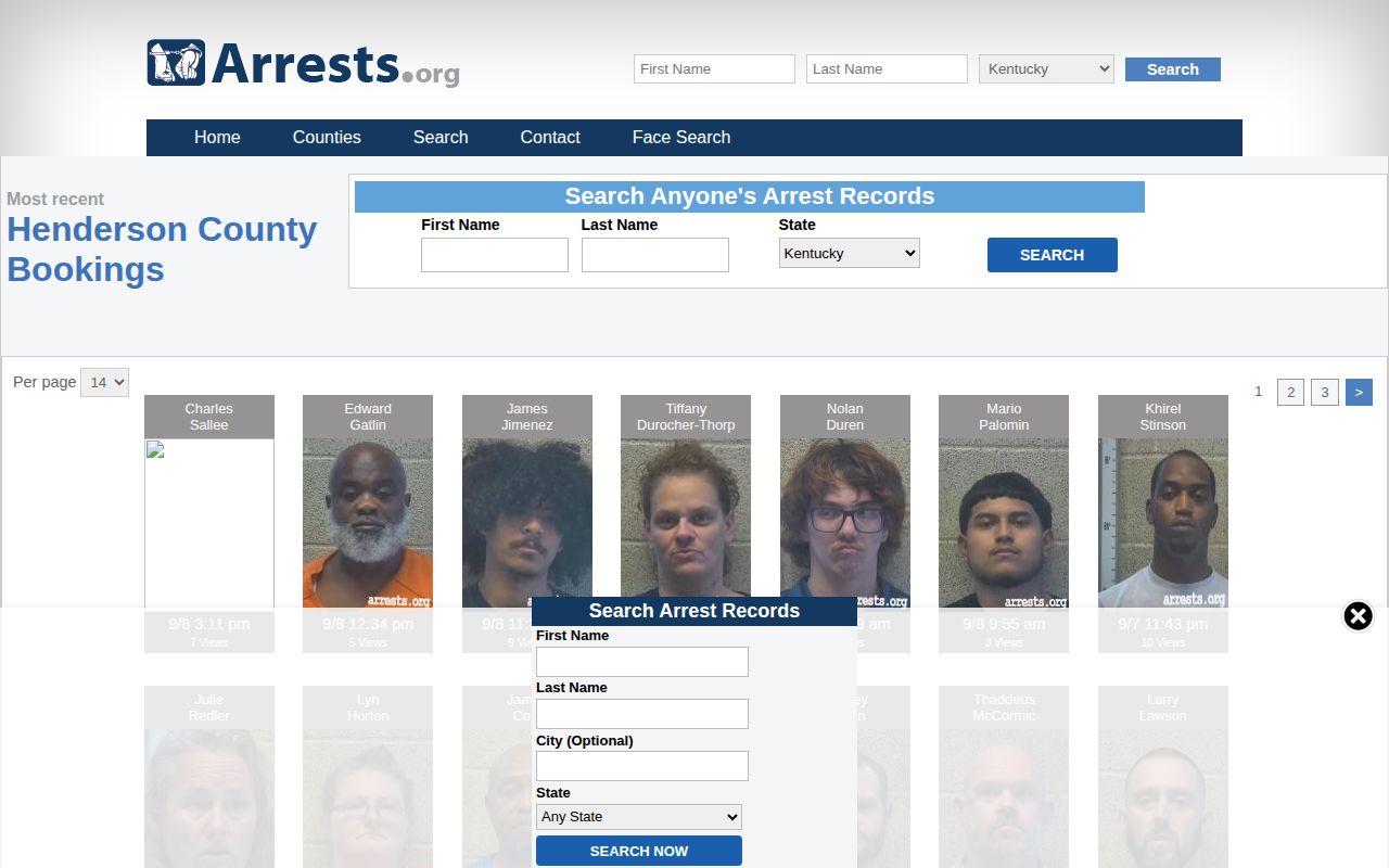 Unofficial Henderson County arrest index interface